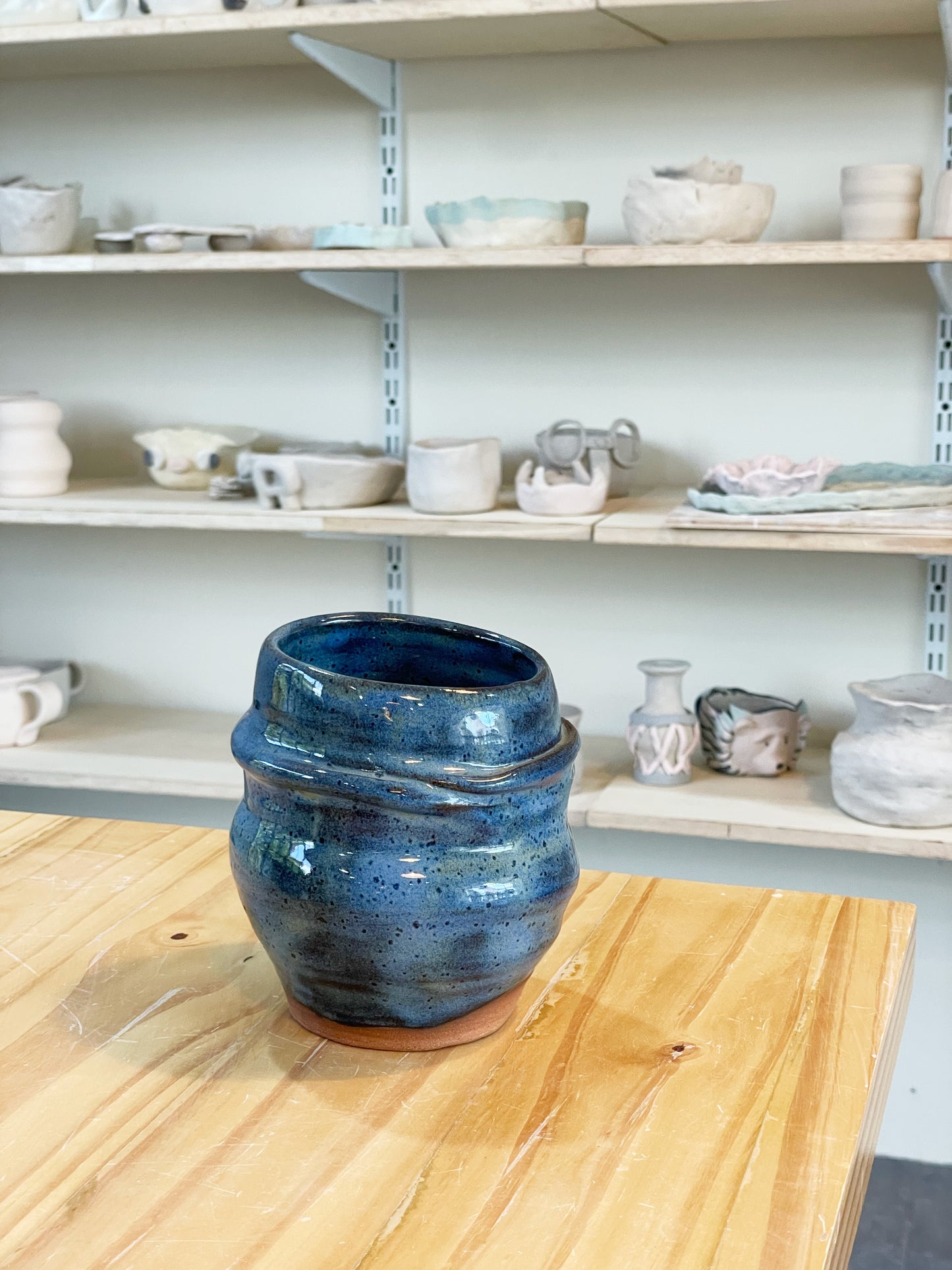 Blue Asymmetrical Vase
