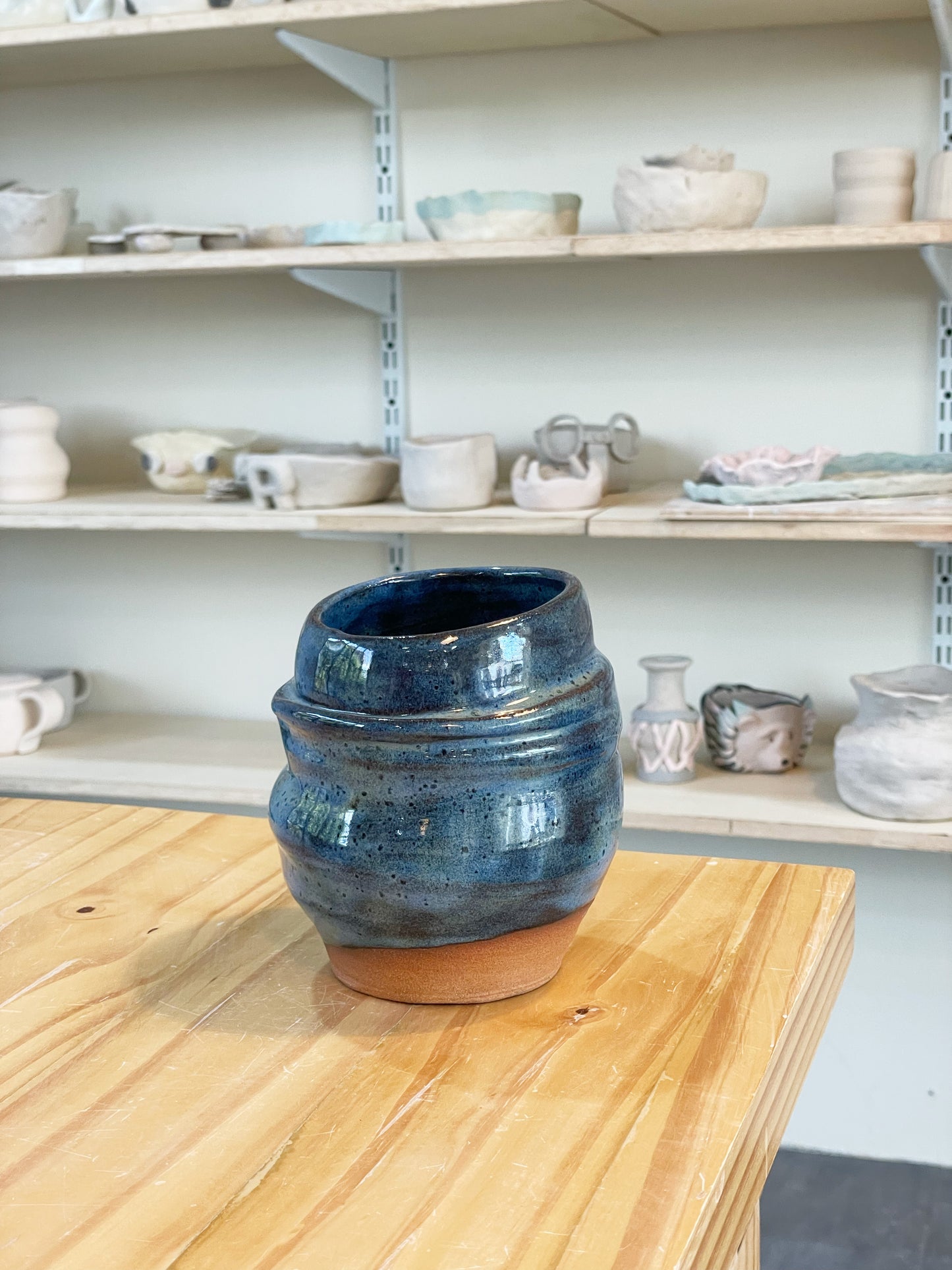 Blue Asymmetrical Vase